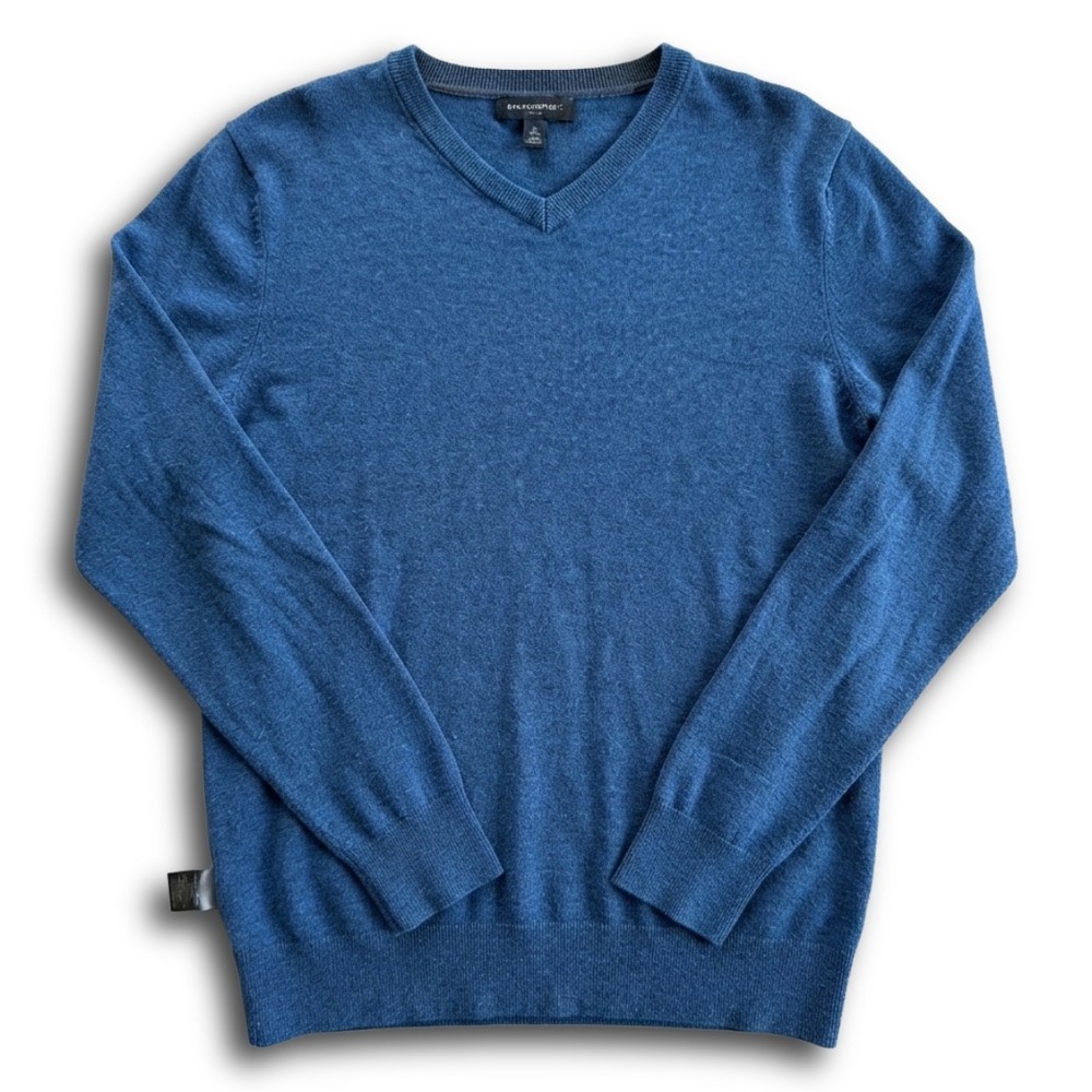 Banana Republic Mens XL Blue V-Neck Sweater Premium Luxe Yarn Knit Pullover